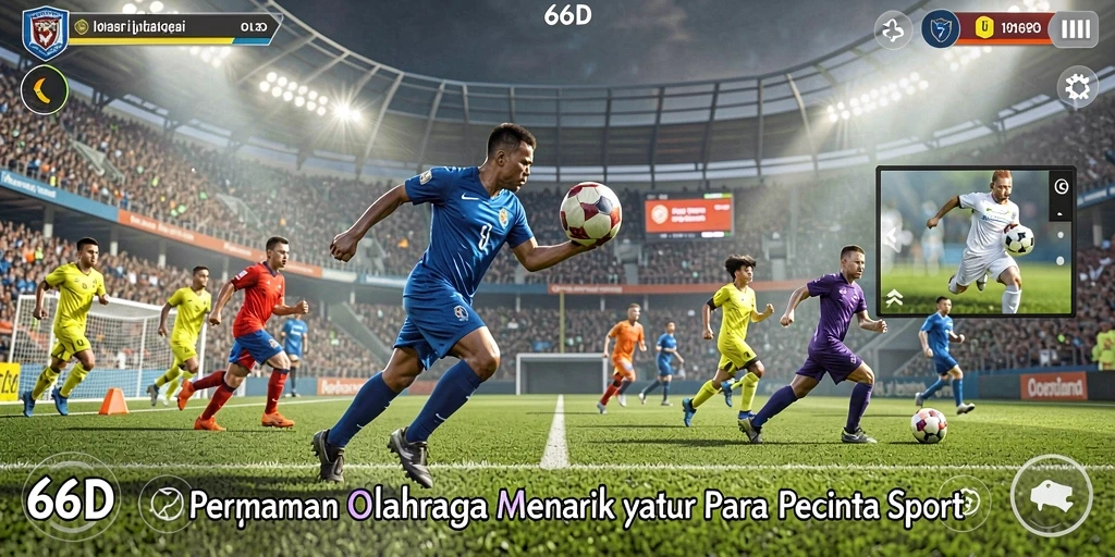 Tangkapan layar utama 66D menampilkan aksi seru dalam gameplay olahraga.