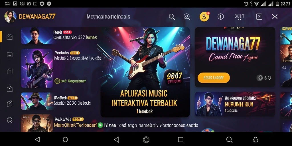 Tampilan screenshot menunjukkan gameplay interaktif aplikasi musik.