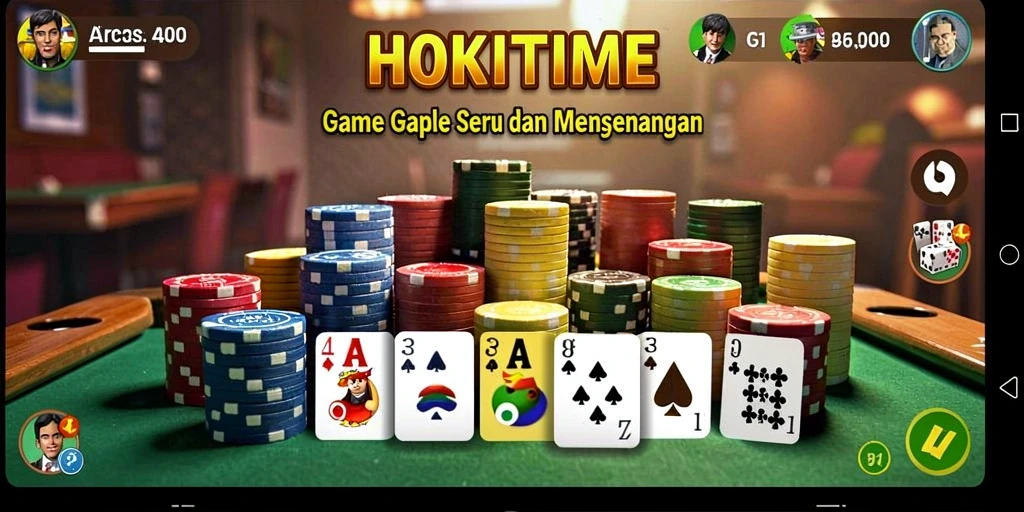 Screenshot HOKITIME menunjukkan gameplay Gaple yang menarik.