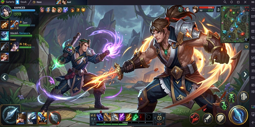 Tampilan gameplay KAYA33 dengan pertarungan seru dan karakter yang beragam.