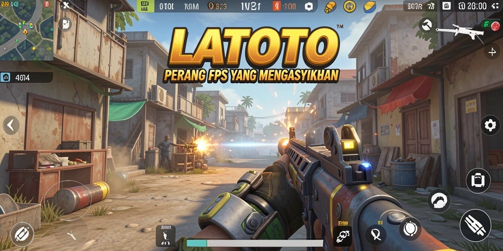Gameplay LATOTO yang memukau dengan pertempuran FPS intens.