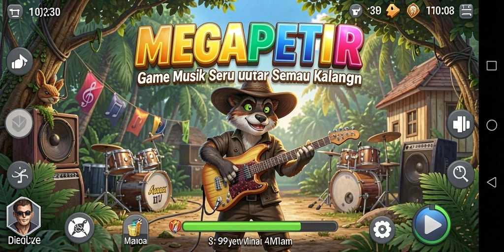 Screenshot gameplay MEGAPETIR menampilkan keseruan bermain musik.
