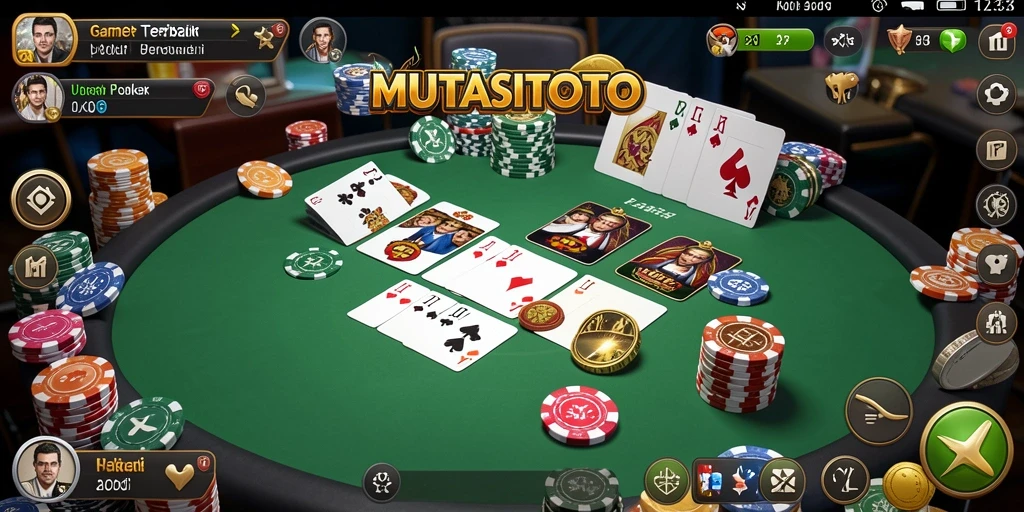 Tampilan gameplay seru di MUTASITOTO dengan suasana poker yang mendebarkan.