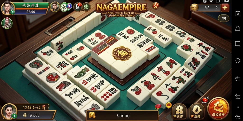 Screenshot gameplay NAGAEMPIRE dengan tampilan Mahjong yang menakjubkan.