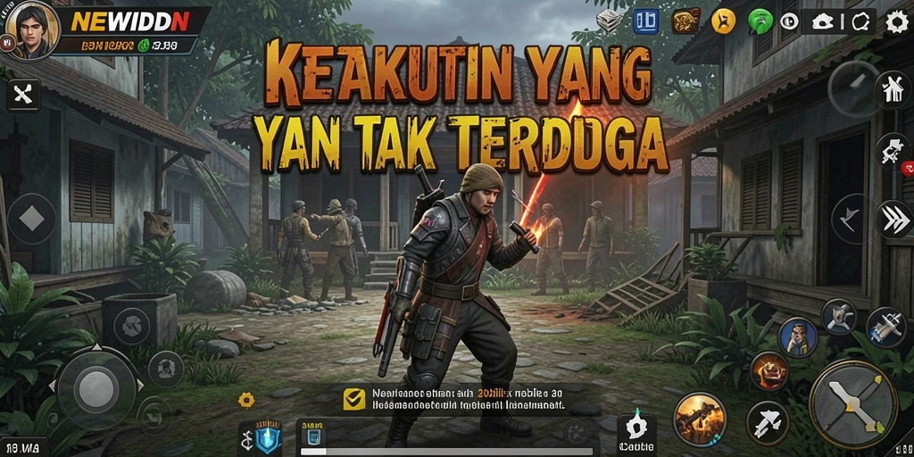 Screenshot gameplay NEWIDN menampilkan momen menakutkan yang penuh ketegangan.