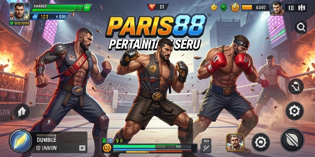 Tampilan gameplay pertarungan yang mendebarkan dalam PARIS88.