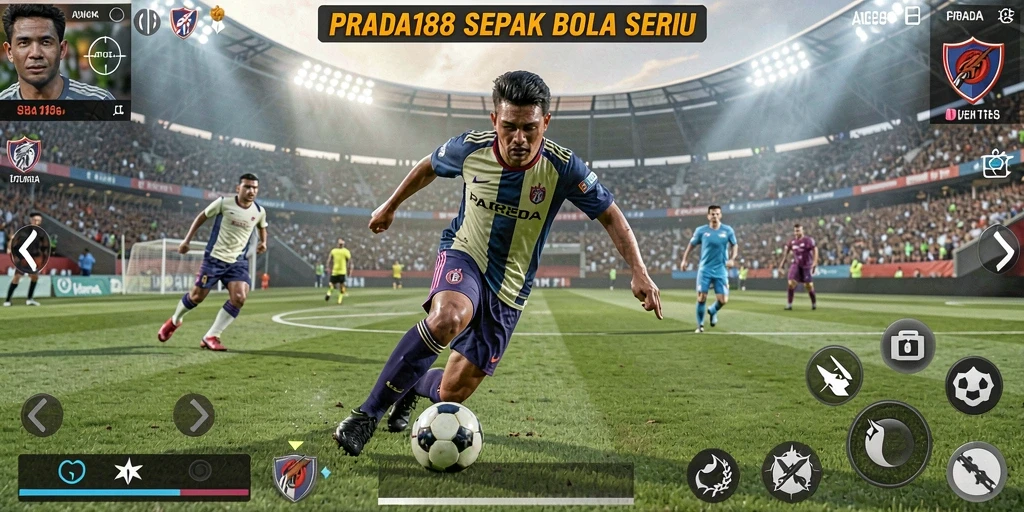 Tampilan gameplay PRADA188 yang memukau dengan aksi sepak bola.