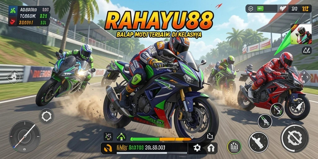 Tangkapan layar RAHAYU88 menampilkan aksi balap motor yang mendebarkan.