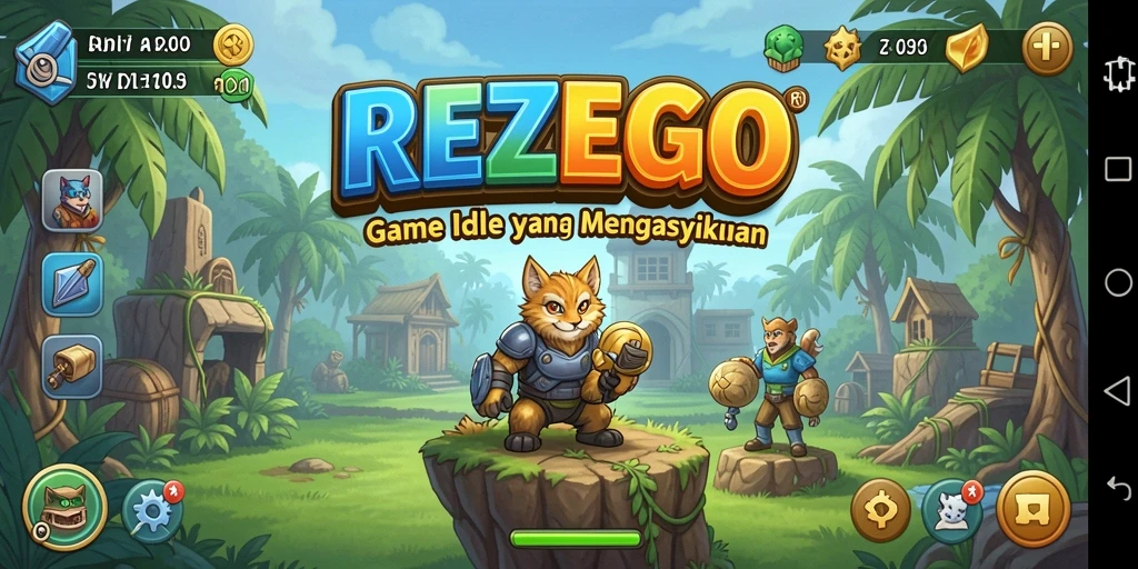 Tampilan gameplay menarik dari REZEGO, menunjukkan karakter yang beraksi.
