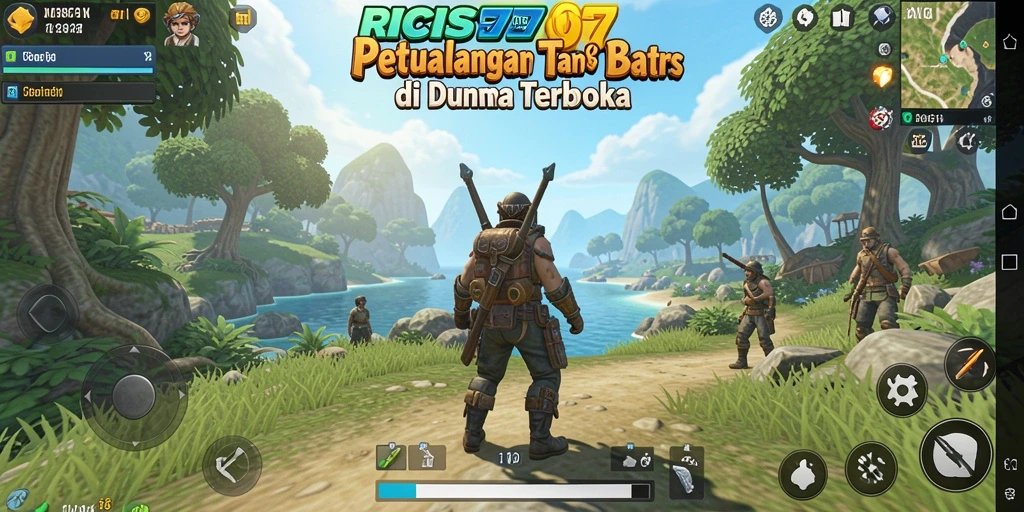 Tangkapan layar dari gameplay RICIS77 yang menampilkan petualangan di dunia terbuka.