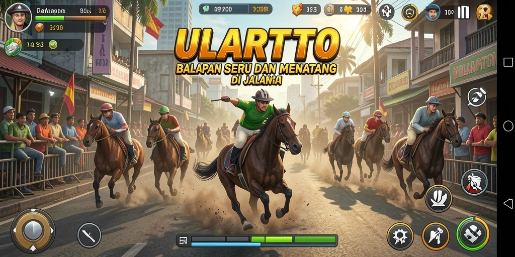 Tampilan khas gameplay ULARTOTO yang mendebarkan di jalur balap.