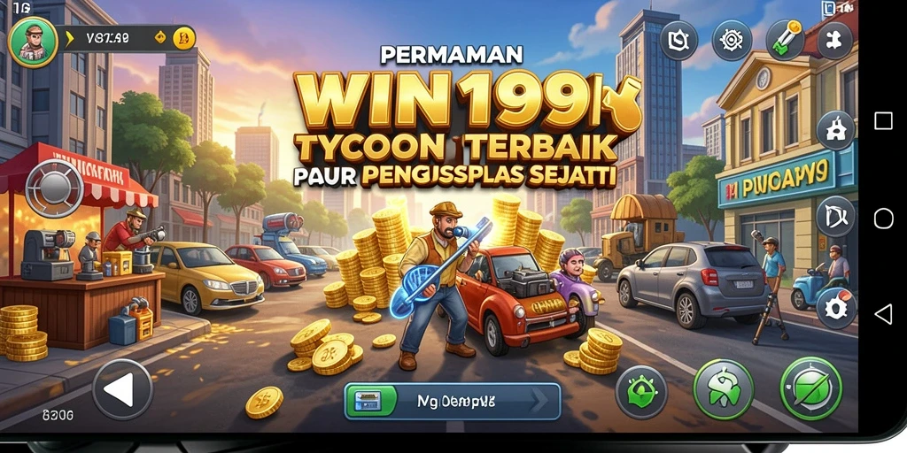 Screenshot gameplay WIN199 yang menampilkan aktivitas membangun bisnis Tycoon.