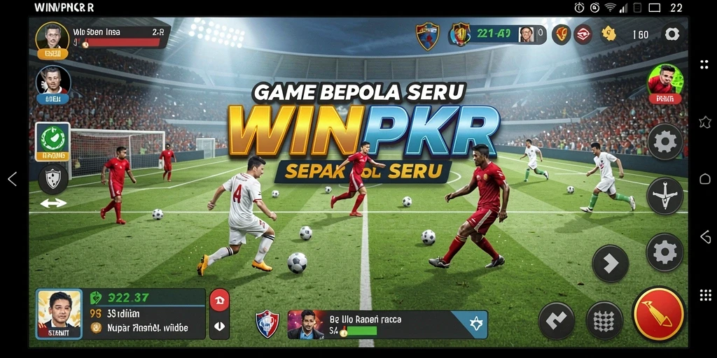 Tampilan gameplay WINPKR yang mendebarkan di lapangan sepak bola.